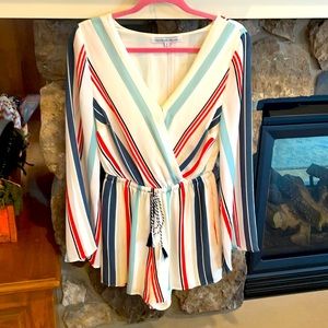 Stripped cupcakes & cashmere romper with stripped tie detail!